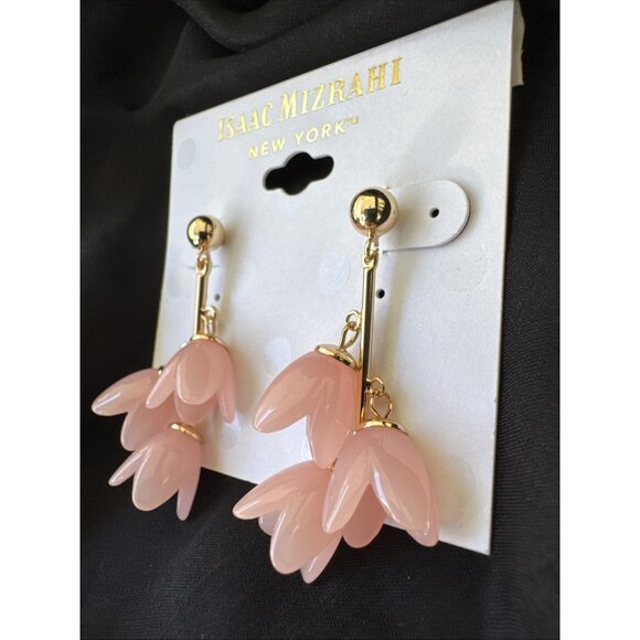 Isaac Mizrahi Dainty Light Pink Dangle Flowers Goldtone Earrings MSRP $38 - Picture 8 of 9